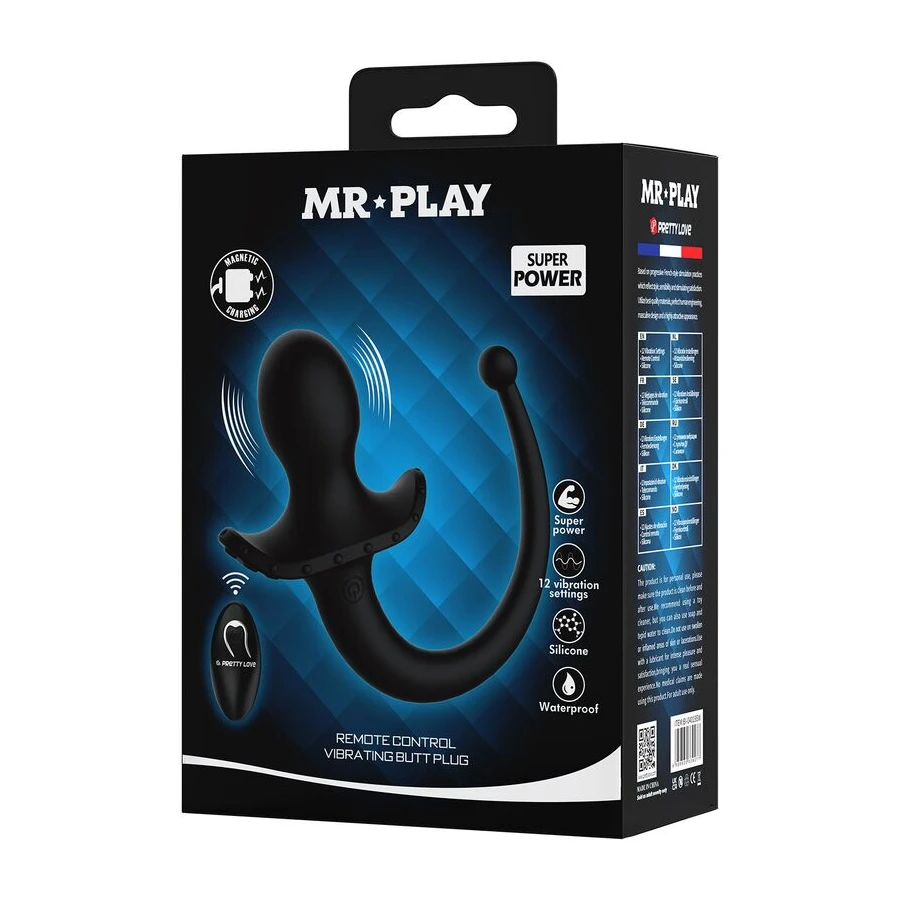MR PLAY - VIBRADOR ANAL E PERÍNEO COM CONTROLE REMOTO SEM FIO, PRETO